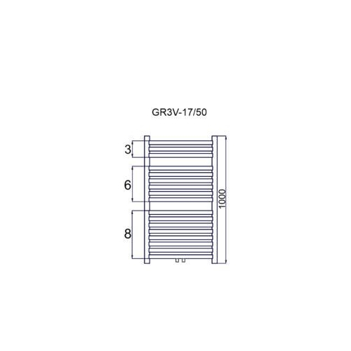 Grzejnik łazienkowy GR3V, wymiary 400x1200, 20-żeberek, MOC-419W, Z.DOLNE V Centryczne, kolor BIAŁY DIAMOND