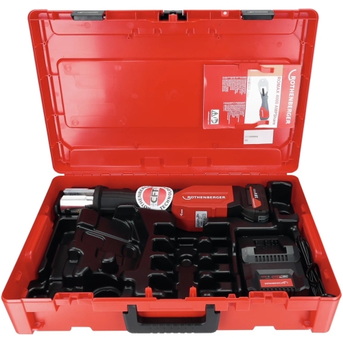 Elektrohydrauliczna zaciskarka akumulatorowa AMPShare do zgodnego z systemem zaciskania złączek o średnicy do 110 mm z siłą 32-34 kN. ROTHENBERER