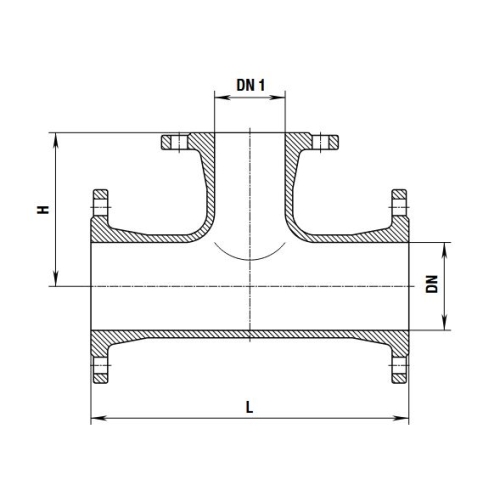 Trójnik żeliwny kołnierzowy T 80x80x80 ( 8510 ) HAWLE