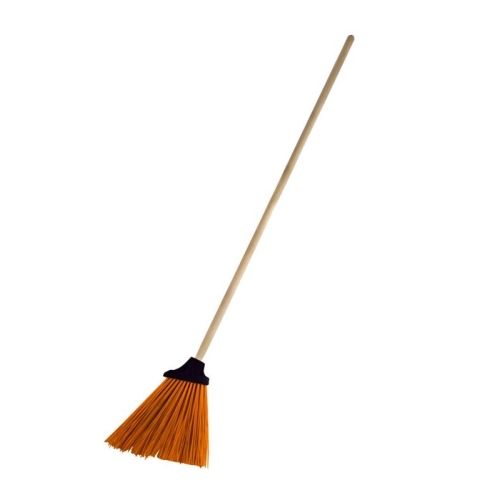 Szczotka gospodarcza plastikowa pomarańczowa z trzonkiem drewnianym 120cm PROLINE