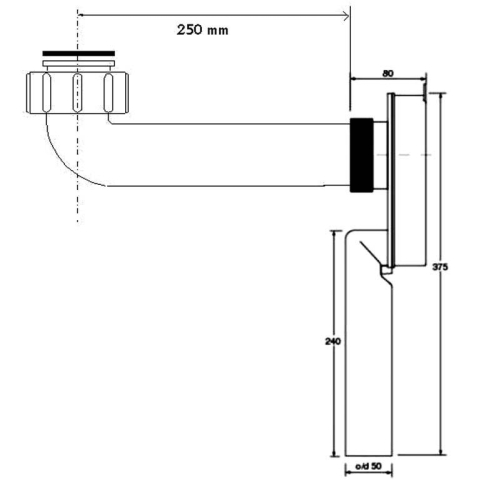 MCALPINE Syfon podtynkowy 11/4