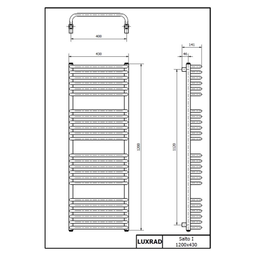 Grzejnik łazienkowy SALTO I 1200x430 RAL 9003 BIAŁY LUXRAD