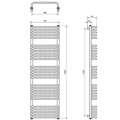 Grzejnik łazienkowy SALTO I 1400x430 RAL 9003 BIAŁY LUXRAD