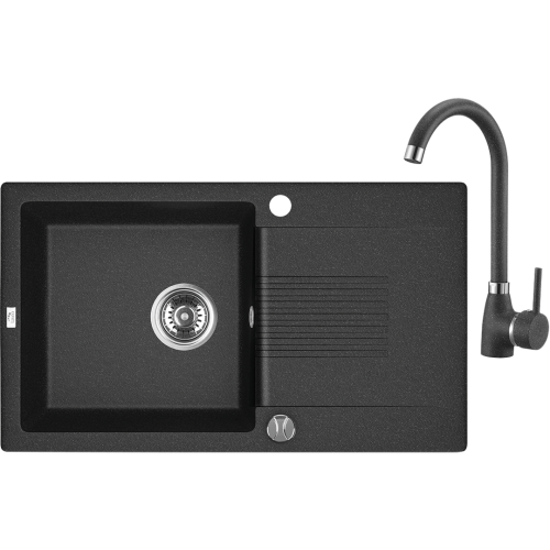 Celia - zlewozmywak 1-komorowy z ociekaczem z baterią granitową z wylewką U