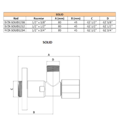 Zawór kątowy SOLID 1/2 x 3/8 ( DN15 x DN10 )ARKA-56005