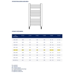 Grzejnik łazienkowy GR3, wymiary 570x1000, 17-żeberek, MOC-484W, GR3-17/50 DIAMOND