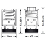 SALUS siłownik termoelektryczny, NO, 230 V, M30 x 1,5 mm
