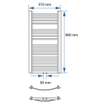 Grzejnik łazienkowy TGŁP 17/50 BIAŁY rozstaw 50mm TERVO