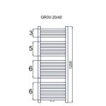 Grzejnik łazienkowy GR3V, wymiary 470x1200, 20-żeberek, MOC-485W, Z.DOLNE V Centryczne, kolor BIAŁY DIAMOND