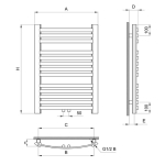 Grzejnik łazienkowy GR3V, wymiary 570x1000, 17-żeberek, MOC-484W, Z.DOLNE V Centryczne, kolor CZARNY DIAMOND