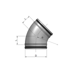 Łuk tłoczony, kolano DN 200 / 45 ocynkowane z uszczelką FORVENT