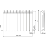 Grzejnik aluminiowy WULKAN H-800 DIAMOND ( cena za 1 element grzejnika ) ( pakowanie po 10 elementów )