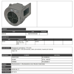 Wentylator nadmuchowy kotła - aluminiowy 175 m3/h DM-02 DIAMOND