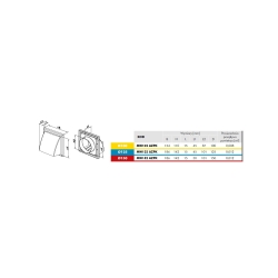 Wylot ścienny 154x154 mm z zaworem zwrotnym, okapem i kołnierzem fi 125 mm, biały VENTIKA
