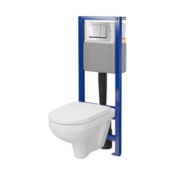 Zestaw podtynkowy SET C45: stelaż podtynkowy SYSTEM 40 MECANIC + miska wisząca ZIP SIMPLEON, biała + deska sedesowa, wolnoopadająca, z duroplastu, bia