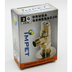 Zawór kątowy ceramiczny 2G 1/2"x3/4" nikiel IMPET