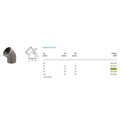 Kolano kanalizacyjne PVC 50/45 SZARE WAVIN