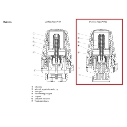 Głowica termostatyczna Danfoss Regus M30x1.5, czujnik wbudowany DANFOSS