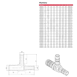 Trójnik zaprasowywany redukcyjny PEX 32x25x32