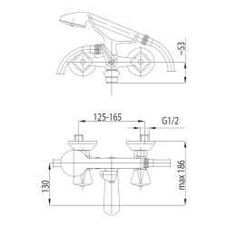 STANDARD BATERIA WANNOWA ŚCIENNA Z WĘŻEM I RĄCZKĄ, CHROM KFA