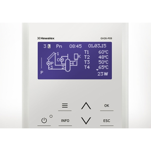 Sterownik solarny GH26-P09 ( z czujnikami temperatury ) HEWALEX