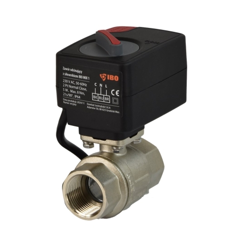 Zawór odcinający z siłownikiem IBO MIX 1 / DN.25 230V AC, 2-Punktowy NC-normalnie zamkniety