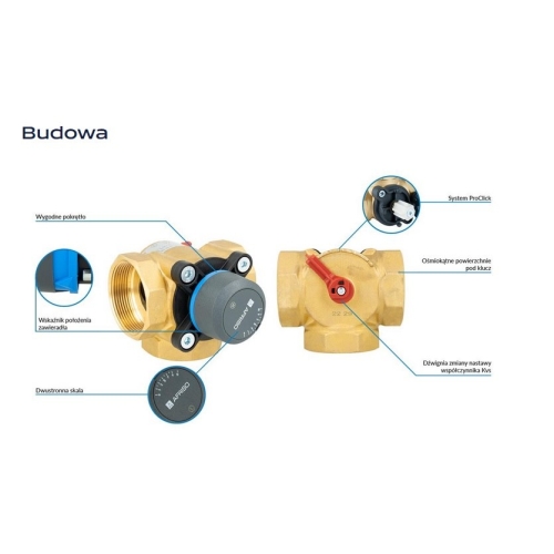 3-drogowy obrotowy zawór mieszający ARV 387 ProClick, DN50, Rp2
