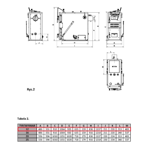 Kocioł zasypowy zagazowujący drewno 12.5 kW EKODREW SETLANS