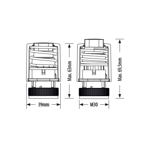 SALUS siłownik termoelektryczny, NO, 230 V, M30 x 1,5 mm