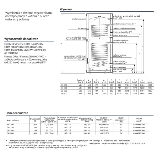 Wymiennik stojący z dwoma wężownicami 200L SB-201 KOSPEL