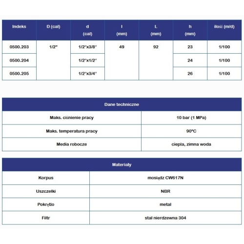 Zawór kątowy GFT grzybkowy z filtrem MAESTRO 1/2