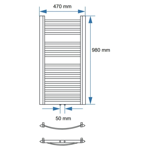 Grzejnik łazienkowy TGŁP 17/40 BIAŁY rozstaw 50mm TERVO