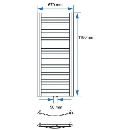 Grzejnik łazienkowy TGŁP 20/50 BIAŁY rozstaw 50mm TERVO