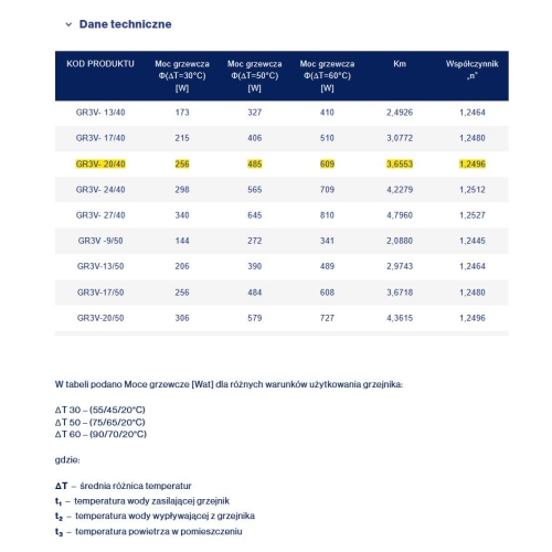 Grzejnik łazienkowy GR3V, wymiary 470x1200, 20-żeberek, MOC-485W, Z.DOLNE V Centryczne, kolor BIAŁY DIAMOND