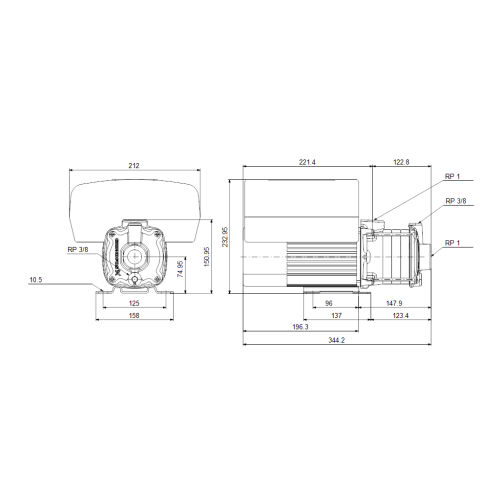 Pompa wielostopniowa pozioma cicha CME3-4 A-R-A-E-AQQE U-A-D-N 98394985 GRUNDFOS