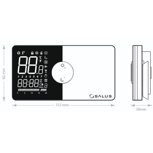 Przewodowy, natynkowy regulator tygodniowy, bateryjny 091PRO SALUS