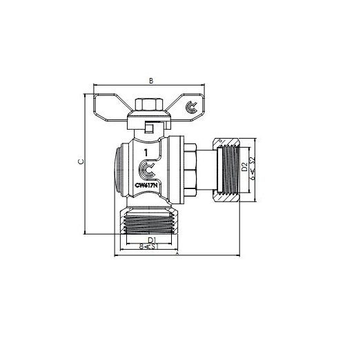 Zawór kulowy z ruchomą nakrętką W/W 1/2