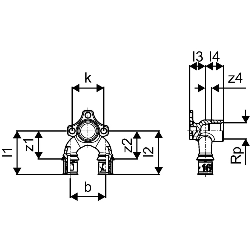 Kolano naścienne U-kształtne 20-Rp1/2