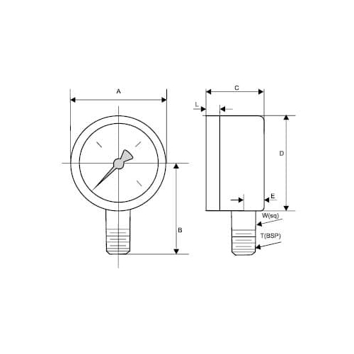 Manometr M 63 R 0,1 MPa (1,0 bar) podejście od dołu 1/4