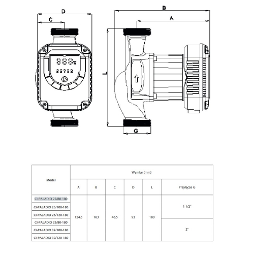 Pompa c.o. elektroniczna PALADIO 25/80/180 ARKA