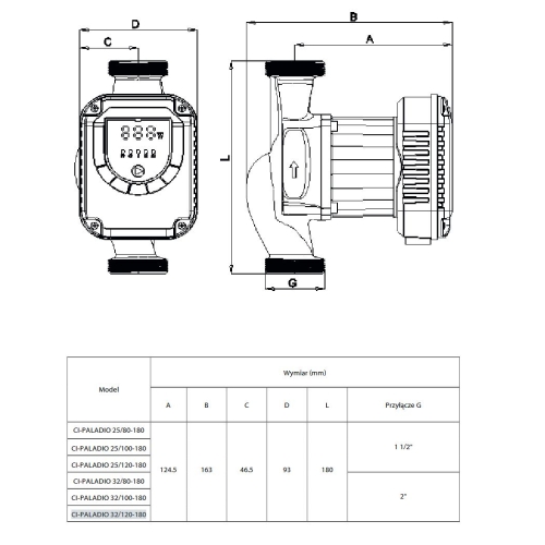 Pompa c.o. elektroniczna PALADIO 32/120/180 ARKA
