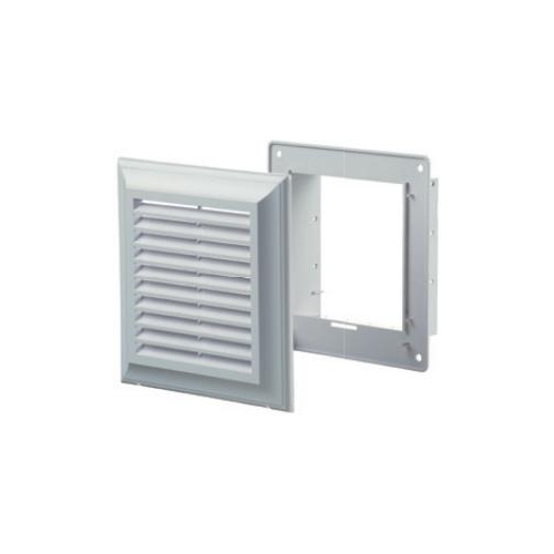 Kratka wentylacyjna 180x180 mm z siatką i kołnierzem prostokątnym 138x138 mm, biała VENTIKA
