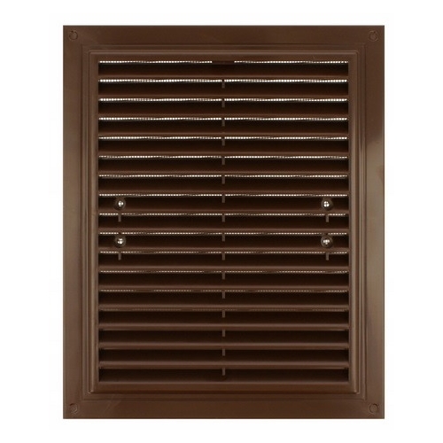 Kratka wentylacyjna 175x175 mm z siatką i uchwytami mocującymi, brązowa VENTIKA