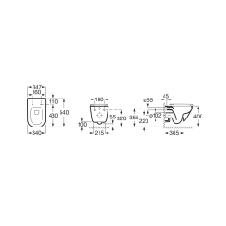 GAP SQUARE Miska WC podwieszana Rimless 54 cm ROCA