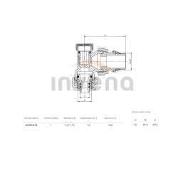 Zawór grzejnikowy powrotny kątowy z końcówką PEX 1/2x16 PROV INVENA