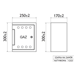 Szafka na zawór gazowy natynkowa PP ŻÓŁTA 25x30x17