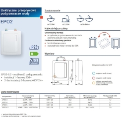 Podgrzewacz wody przepływowy elektryczny EPO2-4 AMICUS KOSPEL