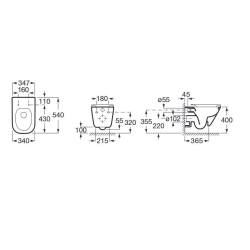 GAP SQUARE RIMLESS ZESTAW Miska WC podwieszana Rimless + deska wolnoopadająca ultraslim duroplast ROCA