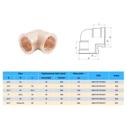 Kolano mosiężne 3/8