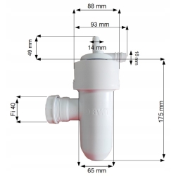 Syfon do odprowadzania popłuczyn, kondensatu ze zmiękczacza FI 40 BIAŁY  BWT